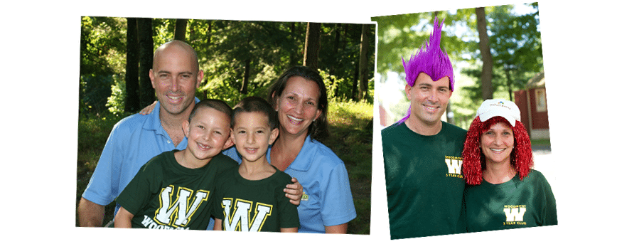 families and counselors at summer camp