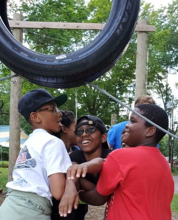 group of kids playing at playground